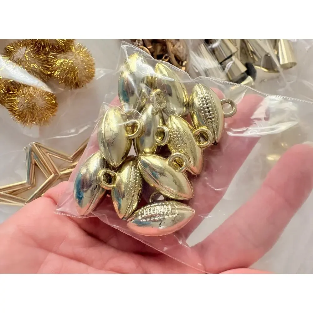 Craft Lot Gold Homecoming Mum Charms Football Stars Megaphones helmets horseshoe